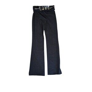 Live Love Dream Yoga Pants S Junior's Grey Sequin Waistband Pull On Bootcut